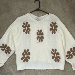 Brown and white flower sweater